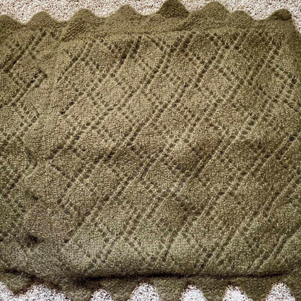 Ralph Lauren knit Mohair  Pillow Shams, Olive Green  17" x 17"